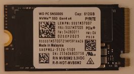 WD NVMe SSD Gen4 x 4 Festplatte, 512 GB, Neu