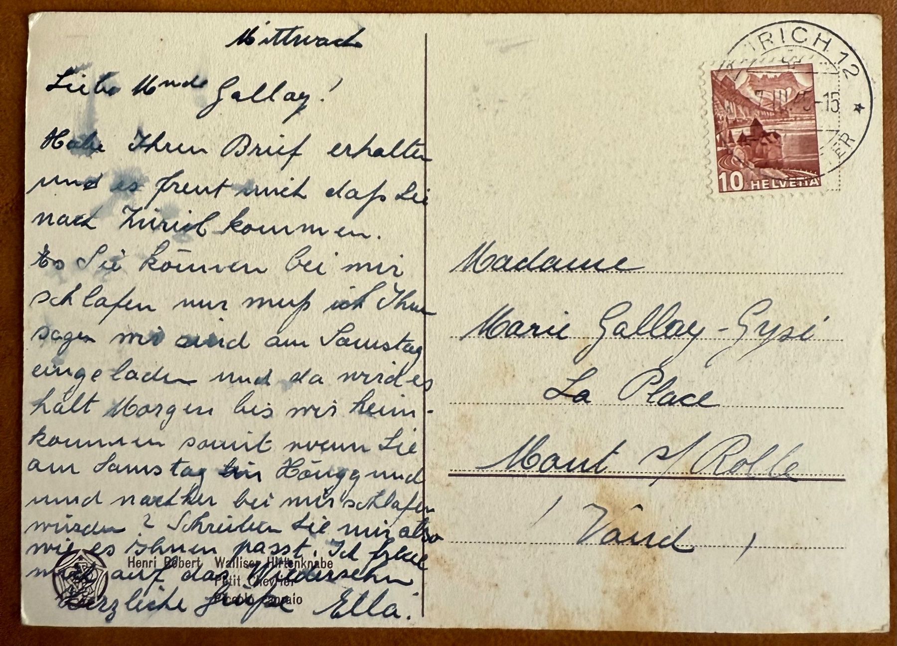 Cartoline postali: AK Valais: Petit chevrier - 1945 - Peintre: H. Robert – Usato da Lutry venduto da Ediego 1