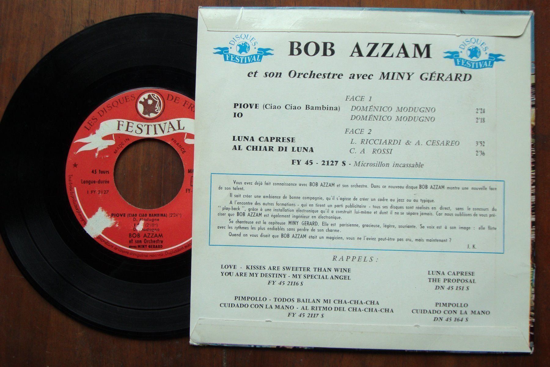 Dischi in vinile: BOB AZZAM - PIOVE - LUNA CAPRESE - EP – Usato da Bern venduto da Uli_10_11 1