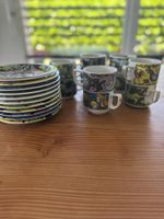 Bopla Kaffeegedeck Set  Tassen Untertassen bunt
