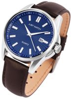 Just Watch® Herrenuhr 45 mm Echtleder Blau Braun NEU