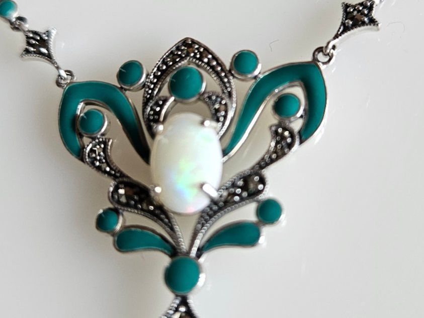 Catenine: Silber Kette mit Opal – Nuovo (secondo la descrizione) da Winterthur venduto da ste_tcx5 3