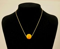 Damenhalskette Gold mit Glas-Anhänger Orange