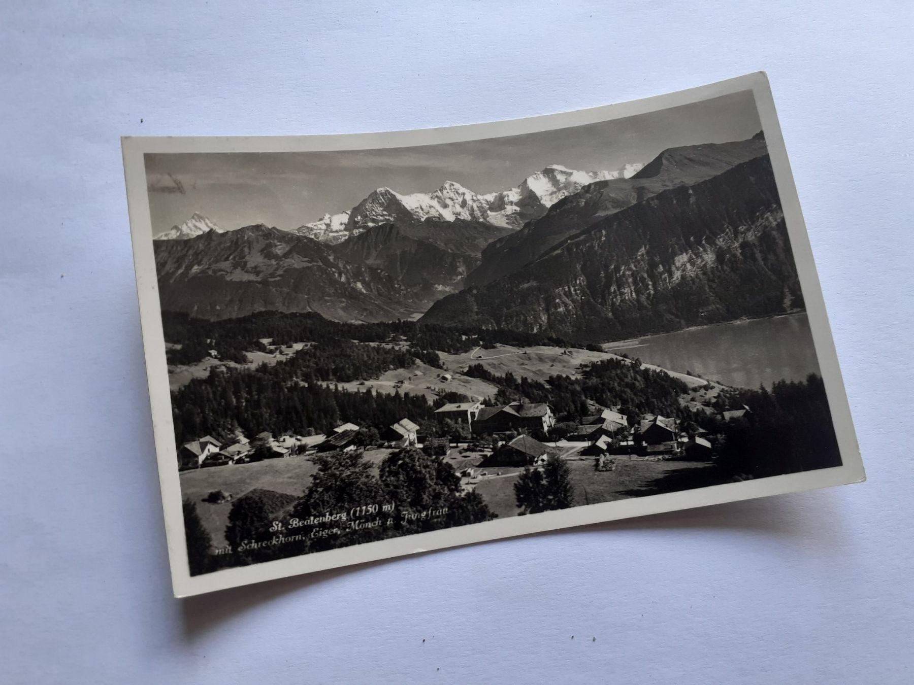 Cartoline postali: BEATENBERG - SCHRECKHORN - EIGER MOENCH JUNGFRAU - 1929 – Usato da Winterthur venduto da Ornyx7