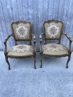 2x wunderschöne Vintage Fauteuils Louis-XV-Stil – Gobelin – 