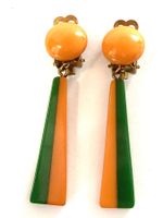 Original Clip-Ohrringe, Bakelit zweifarbig, Design, Vintage