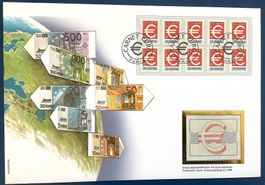 1999 Frankreich Erstes Markenheftchen mit € Grossbrief