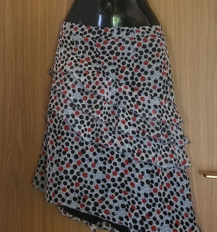 Jupe En Soie 100% Comptoir Des Cotonniers - Taille 36, Style Asymétrique, Couleur Marron/Multicolore - Occasion Très Bon État