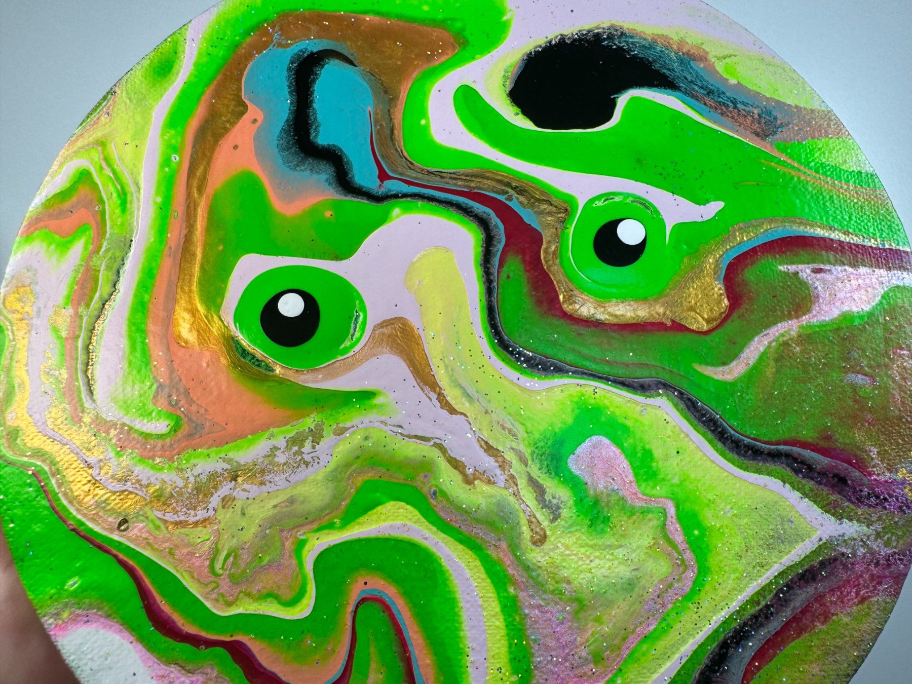 Dipinti: Acryl-Flüssigmalerei, kreisförmig – Usato da Schlieren venduto da MayaSheng1983 1
