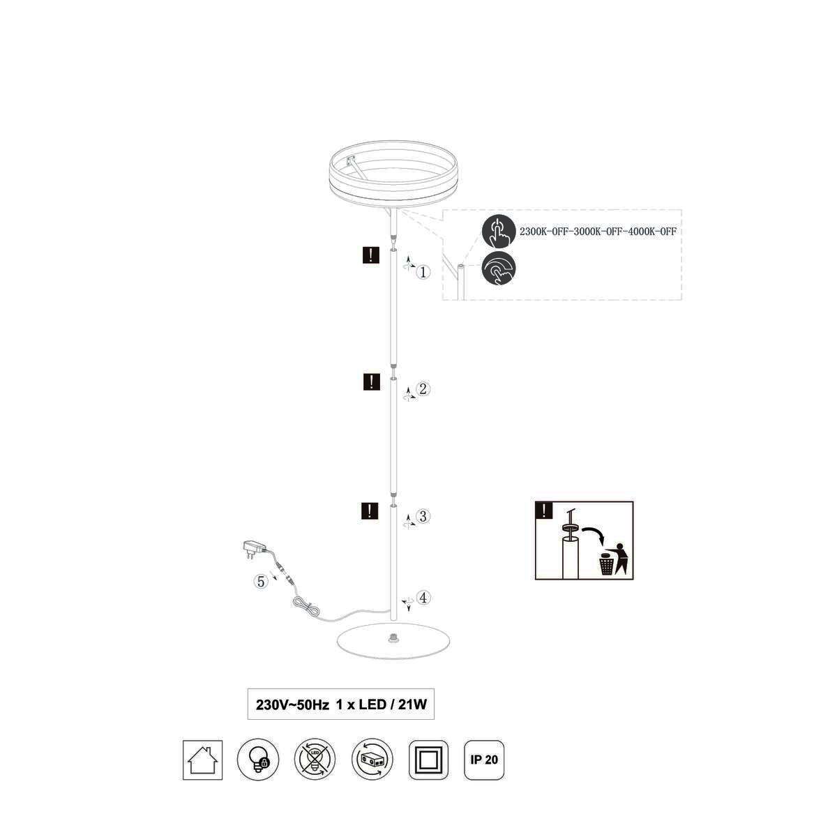 Lampade: LED Stehleuchte, Nickel, Dimmbar,40 cm – Nuovo (secondo la descrizione) da Kreuzlingen venduto da Smart-Light 7