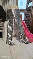 BALENCIAGA Gr. 35.5 – NEU – Mirror Silver Overknee 85 cm – L