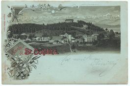 Mondschein-LITHO Souvenir de ST. CERGUES - mit Nachporto