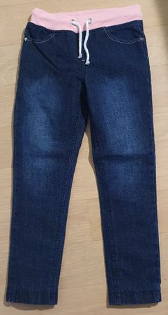 Pantalon jean enfant taille 116 bleu bord rose. doublé. NEUF