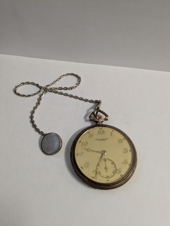Montre De Poche Chronomètre Nidor En Argent 800 - Argenté, Fonctionnelle, Occasion Vintage