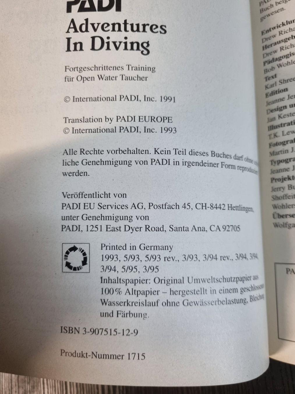 Bücher: PADI Adventures in Diving Kursbuch – Gebraucht aus Waltenschwil von Poggi24 1