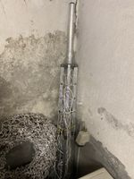 Aluminium mast with cables, height adjustable, used