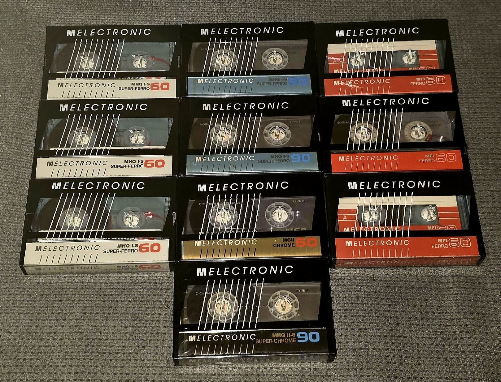 Kompaktkassetten: 10 cassettes MELETRONIC normale, ferro,chrome,super chrome – Neu und originalverpackt aus LAUSANNE von Mistersound