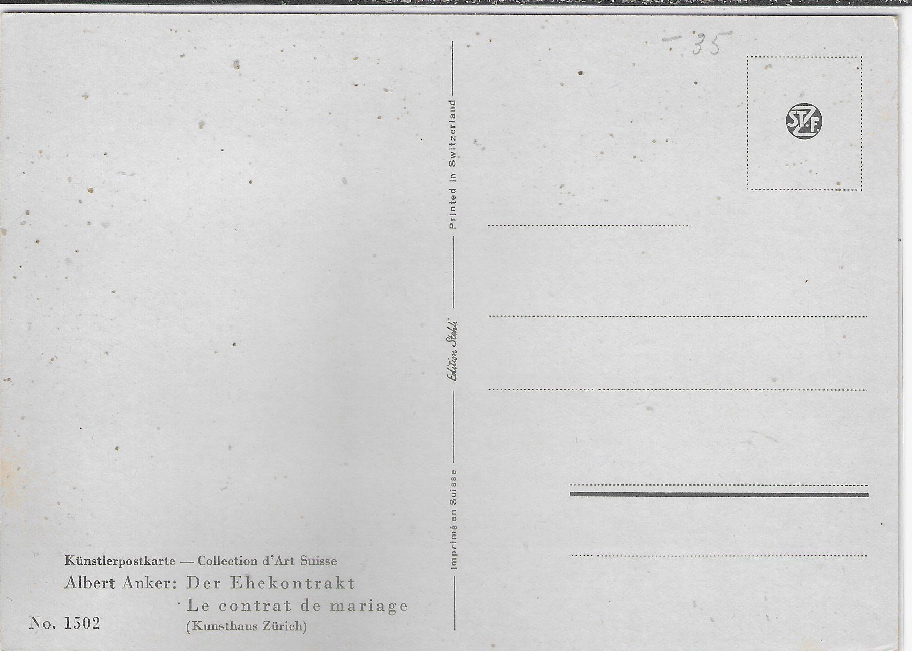 Cartoline postali: Albert Anker - Der Ehekontrakt - Le contract de mariage – Usato da Ettingen venduto da Kartenplanet 1