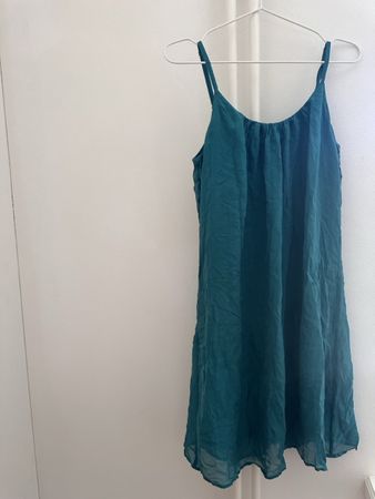 Halluber, Sommerkleid aus Seide, petrol, Gr. 36