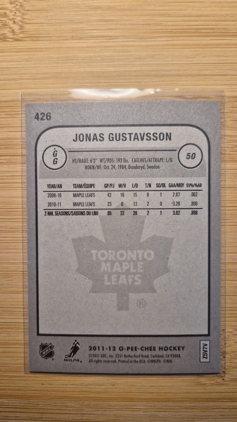 NHL Sammelbilder & Trading cards: NHL Jonas Gustavsson Toronto Maple Leafs – Gebraucht aus Bellach von IceCards-80 1