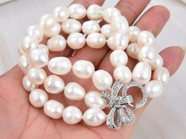 Weiss Lua Perlen Armband Echt 1.2 cm Bracelet Perle Vrai