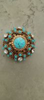 Vintage Broche mit Türkisen und Zirkonia 💎 Sommerlich!