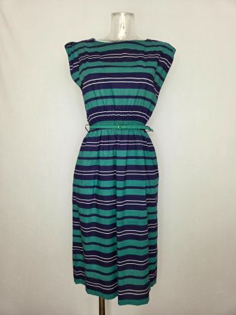 Vintage 1980er L'estelle d'ore Baumwollkleid gestreift Gr. 4