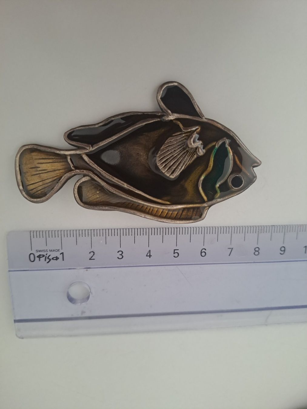 Spille & Fermagli: BROCHE poisson bronze argenté émaillé – Usato da LAUSANNE venduto da KWEW 2