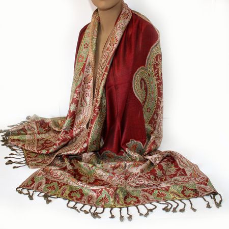 Damenschal Schal Viskose Paisley Pashmina 200x70 Rot 491
