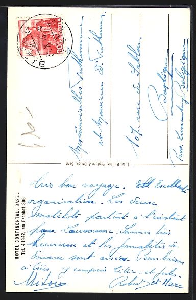 Cartoline postali: Basel, Blick auf das Hotel Continental a – Usato da Berlin venduto da bartko-reher 1