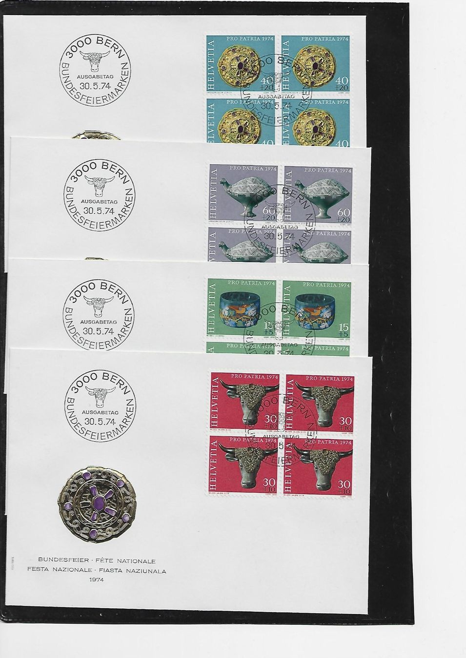 Alle Briefmarken: 1974 PP 4 xFDC 4 er – Gebraucht aus Rheinau von loxis