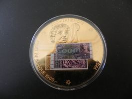 Grosse Medaille 1000 Franken Banknote Erstausgabe 1957