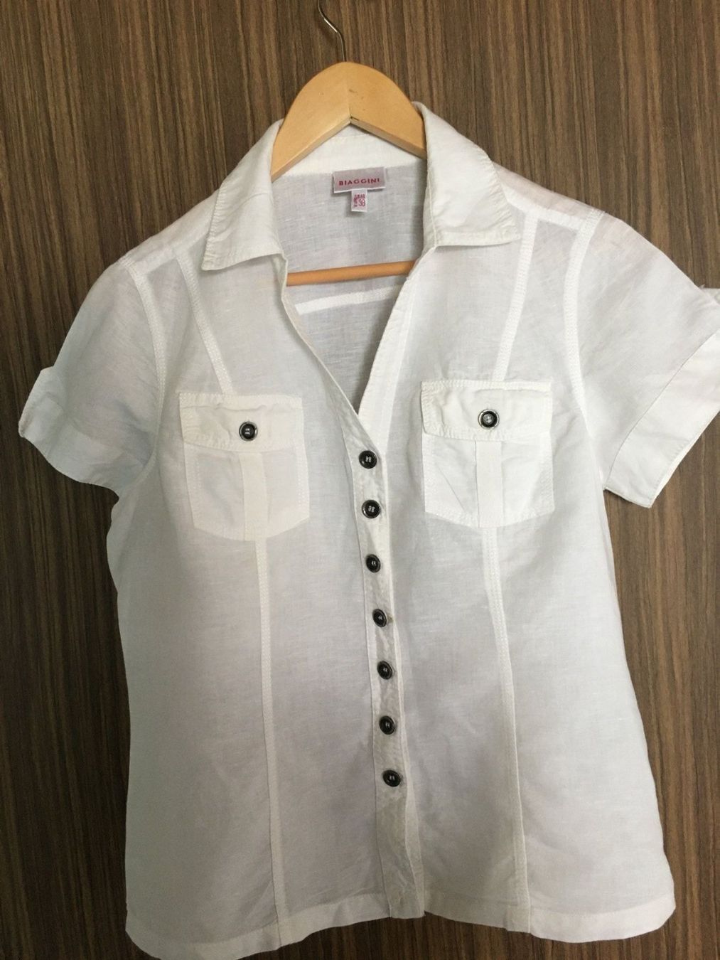 Camicette: Leinenbluse BIAGGINI, Gr.38, weiss – Usato da Arni AG venduto da Mimo007