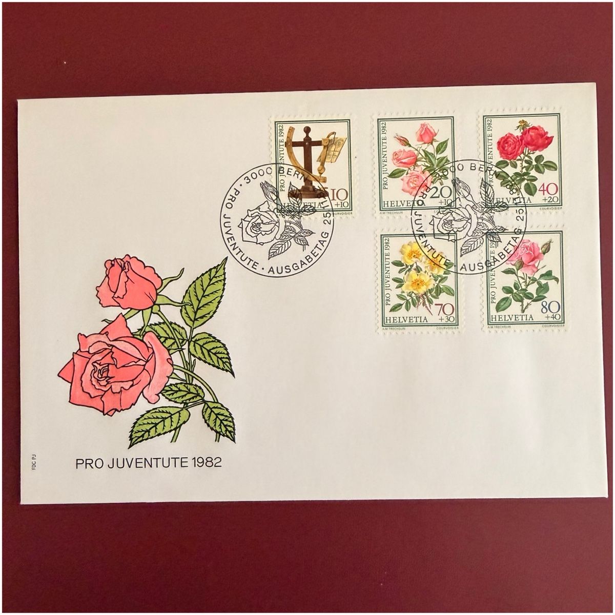 Tutti i francobolli: Ersttagsbrief Pro Juventute FDC - 1982 - Rosen – Usato da Schlieren venduto da RoPue