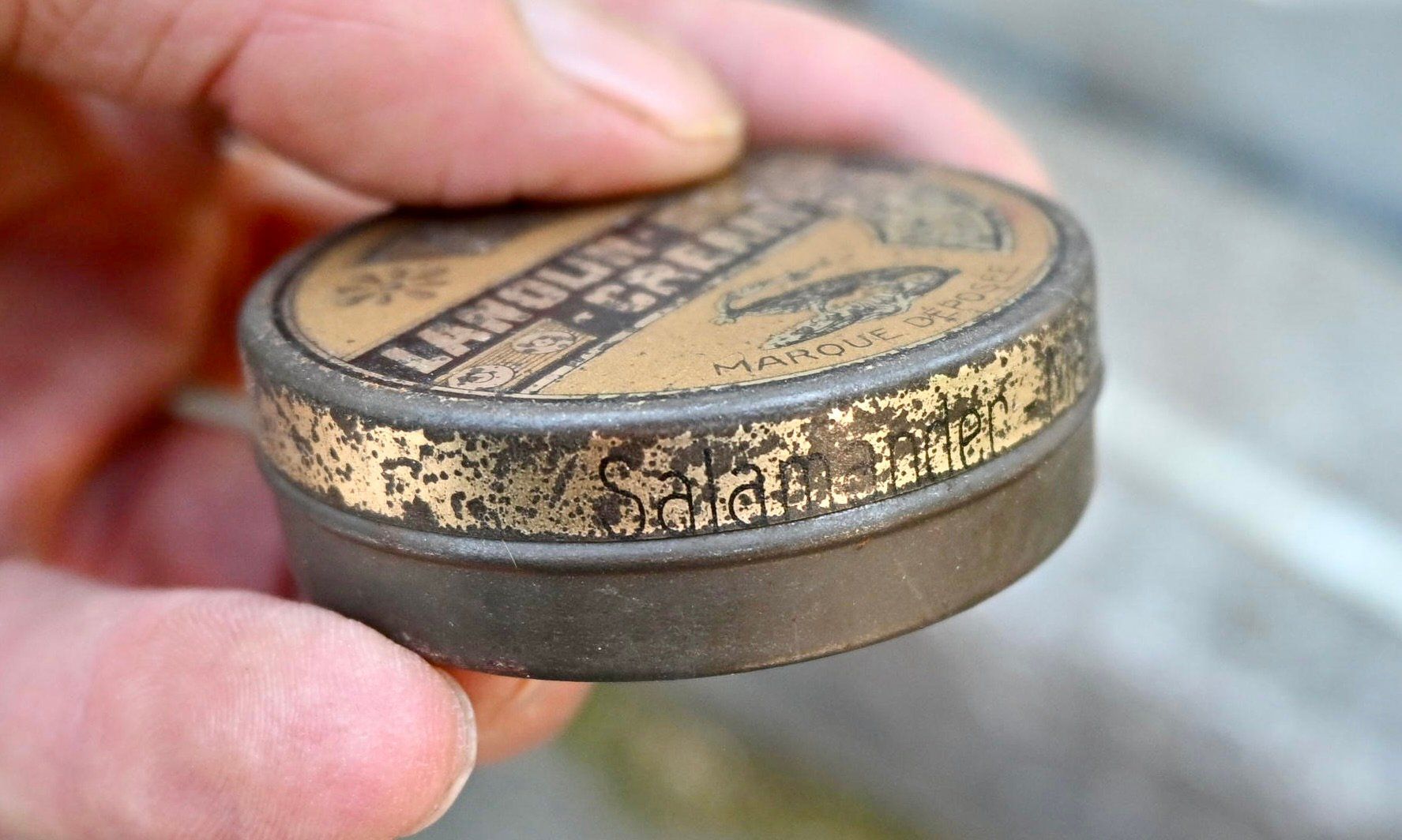 Dosen: kleine antike BLECHDOSE Lanolin - Creme DURCHMESSER 5CM – Gebraucht aus Pfaffhausen von mono_rec 5
