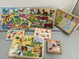Set Holzpuzzle für Kinder, Tiere, Zahlen, Top Zustand!