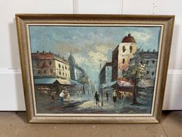 Gemälde Stadtansicht Öl auf Leinwand signiert Burnett ger...