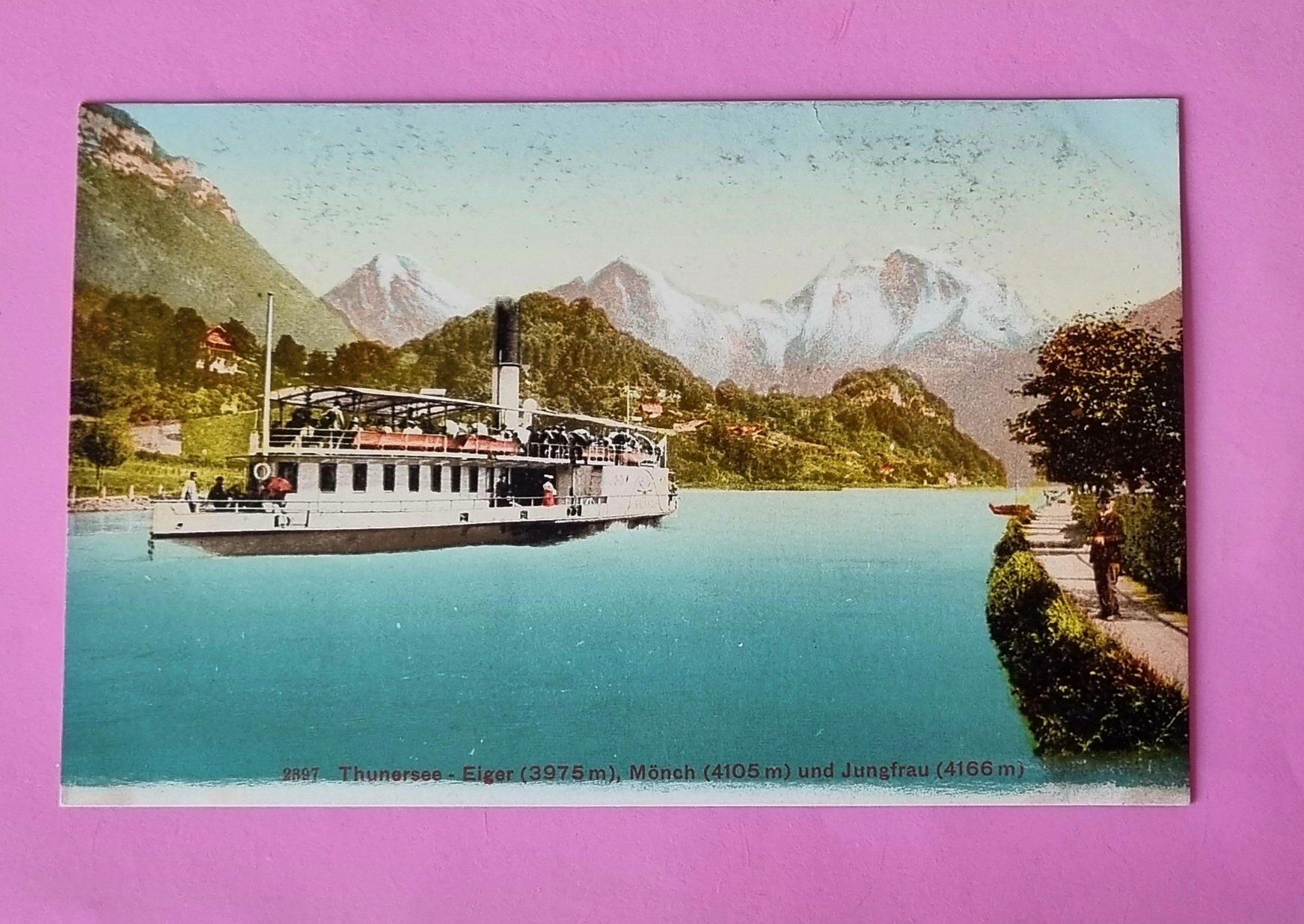 Cartes postales: Thunersee - Dampfschiff - Eiger-Mönch-Jungfrau – D'occasion à Rothrist par RROENK