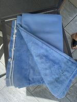 2 Vorhänge blau mit Stoffband 195x228