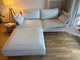 Sofa Söderhamn mit Hocker beige