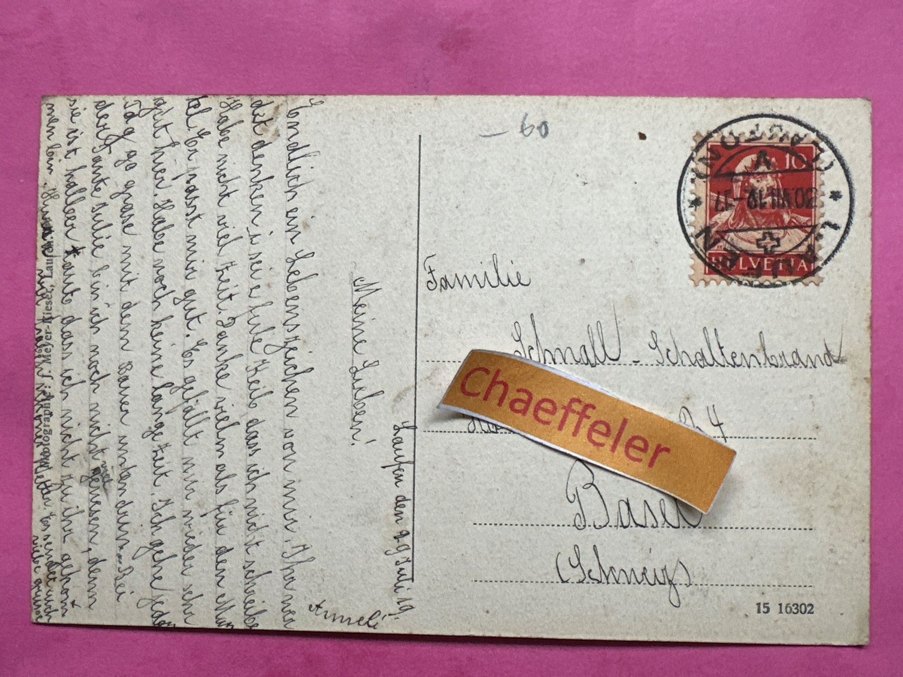 Cartoline postali: 1919 Laufen, Protestantische Kirche – Usato da Zürich venduto da Chaeffeler 1