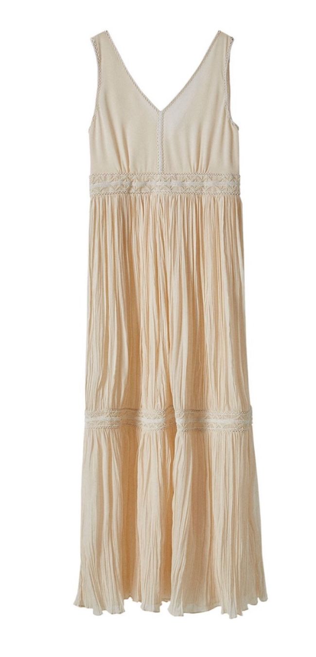 Massimo Dutti Vestiti: New MASSIMO DUTTI LANGES KLEID MIT SCHMUCKSTEINEN Beige S – Nuovo e nell'imballaggio originale da Zumikon venduto da NG1979 1