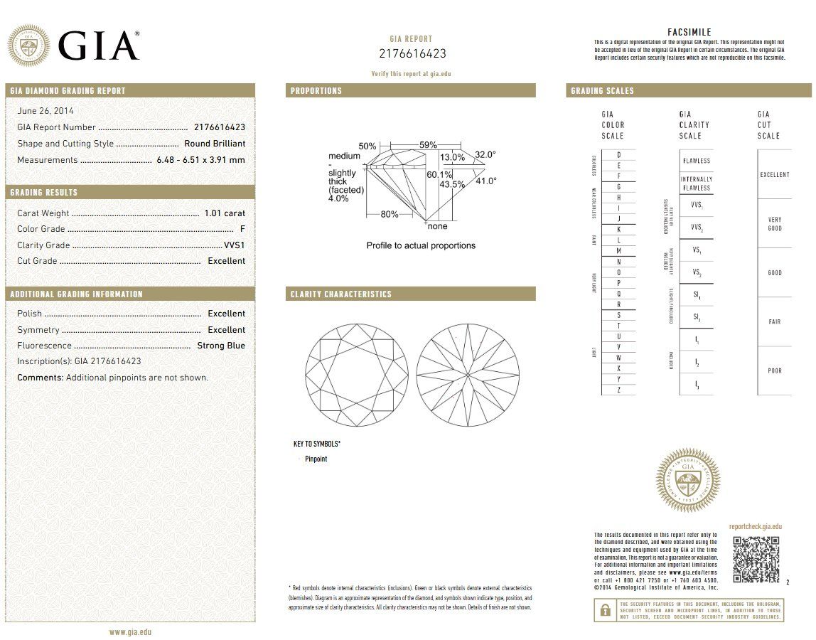 Anelli: 1.01ct. F/VVS1 Solitaire, Platin, GIA – Nuovo (secondo la descrizione) da St. Gallen venduto da Buddy74 1