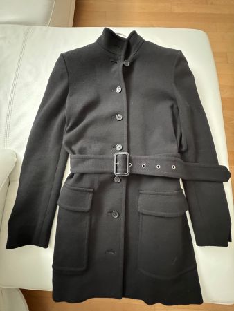 Saint Laurent Paris Mantel Schwarz mit Gürtel 38 (FR)