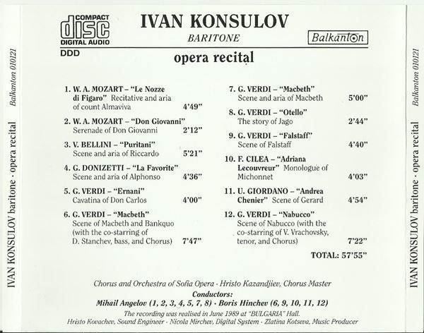 CD: Opera Recital CD Ivan Konsulov Master 1989 – Usato da St. Margarethen TG venduto da ursk10 1