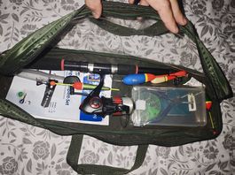 Angel-Set mit Tasche & Kescher gemäss Bildern