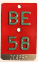 Velonummer Bern 1958 BE 58