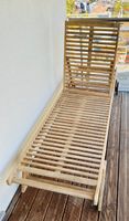 Wooden Sun Lounger with Wheels and Cushions Light Grey