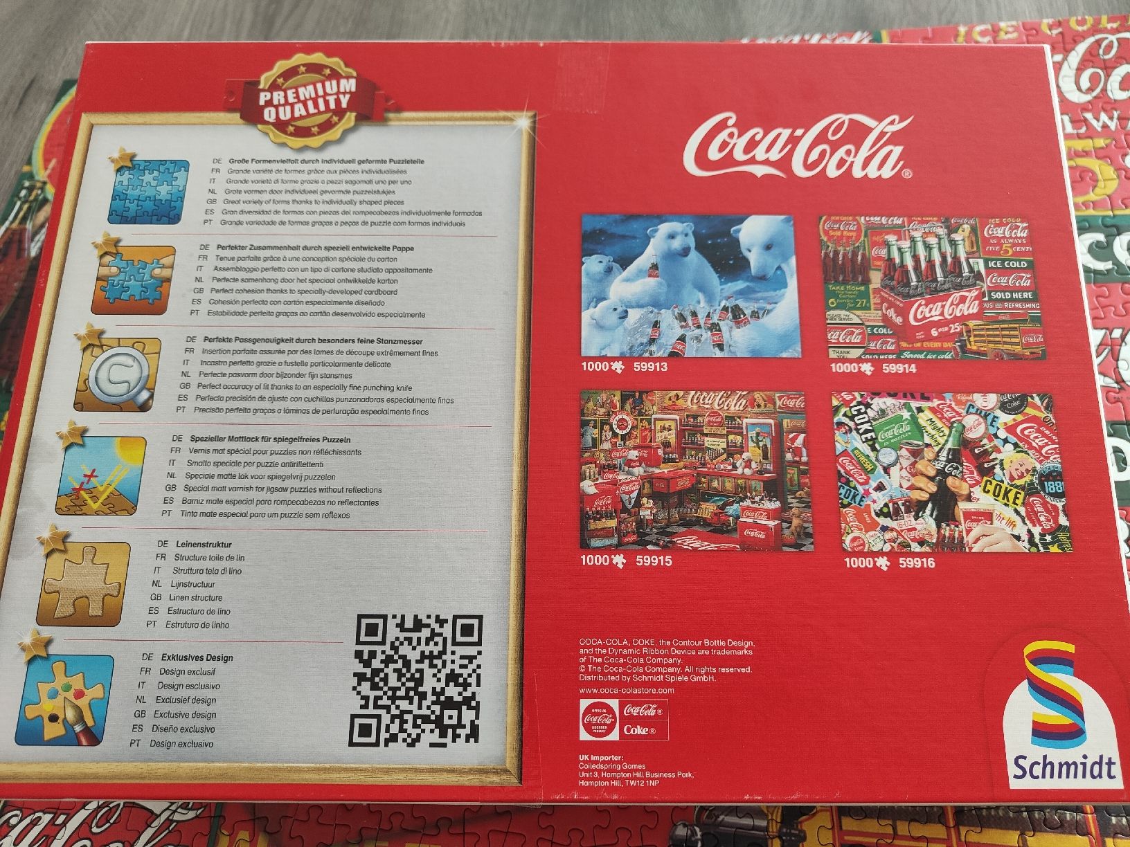 Puzzle: Coca Cola Puzzle Klassiker 1000 Teile 59914 Schmidt  – Usato da Lachen SZ venduto da jimmygoal13 3