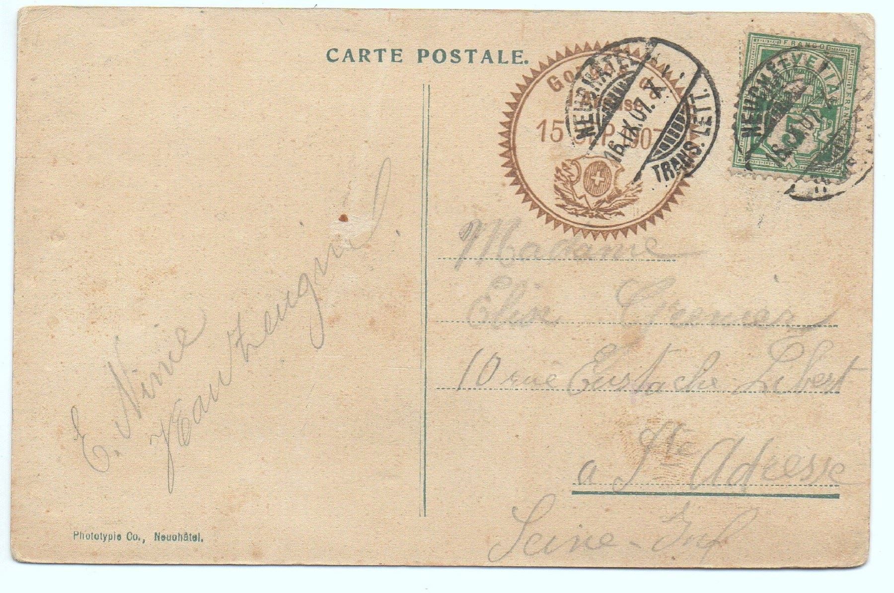 Cartes postales: BOUDRY Hotel Sentier Gorges, Salle Bains – D'occasion à Jona par philajona 1